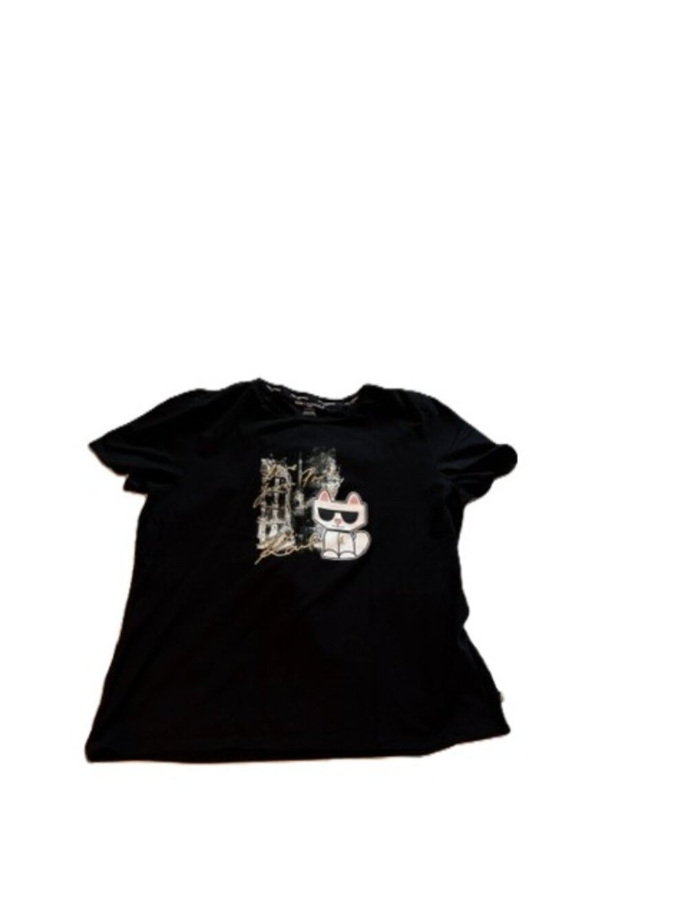NWOT Karl Lagerfeld Paris Choupette Eiffel Tower Graphic Tee Black Size XL
